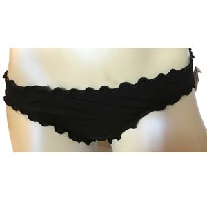 Victoria's Secret Solid Black Ruffle Cheeky Swim Bottom XS